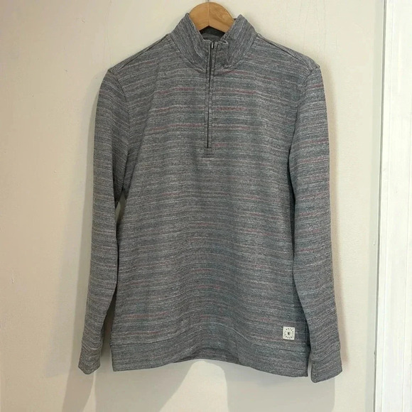 Linksoul Reverse Stripe 1/4 Zip Mens Size Small Pullover Gray Golf Sweater - Picture 1 of 9